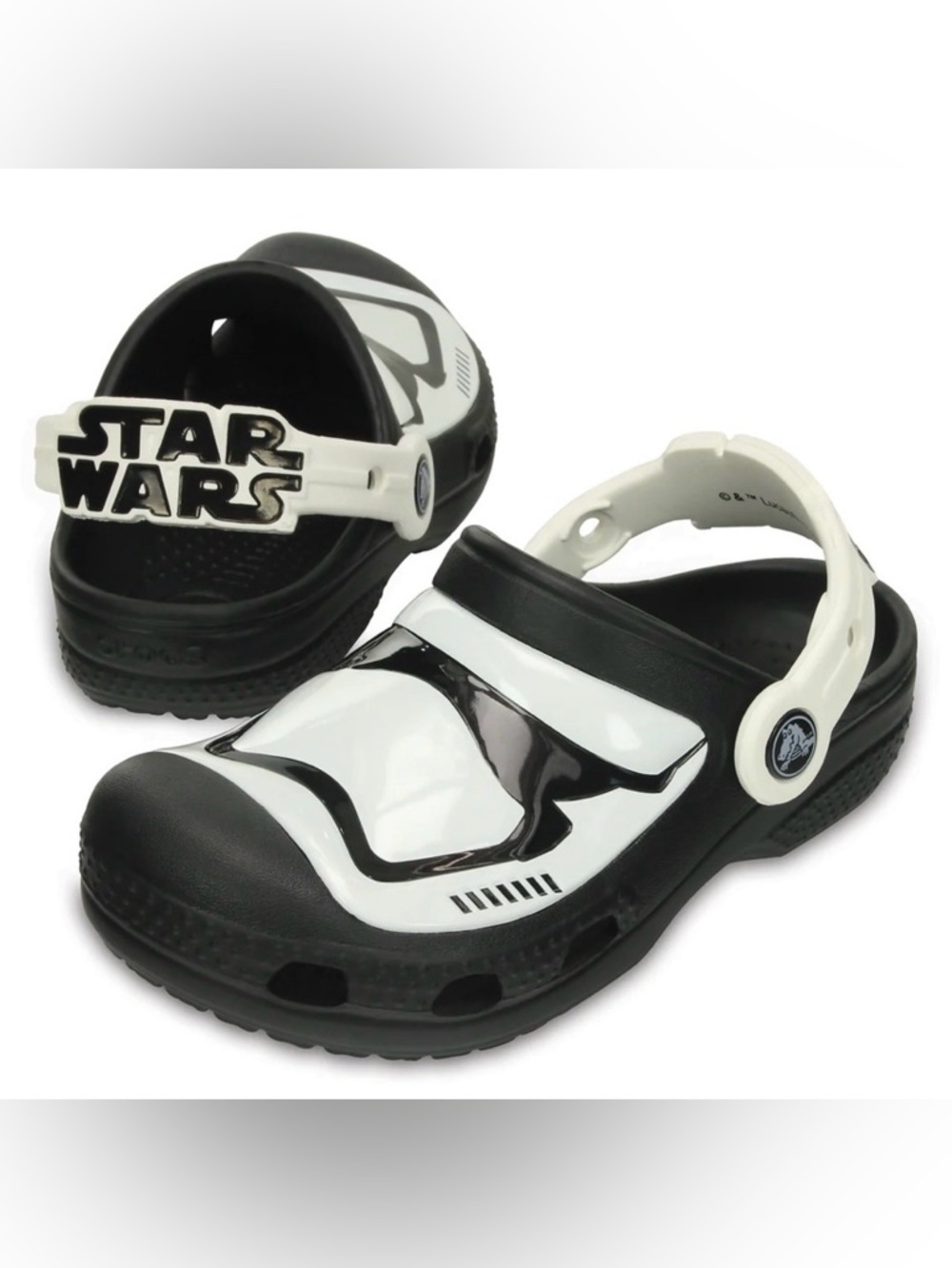CROCS Kids Star Wars Stormtrooper Black & White Clog Sandals - Size Junior 3